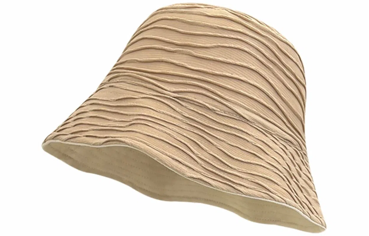 优幽兰 韩版小众设计感波浪纹双面防晒春夏小众显脸小水桶帽百搭休闲高级感防紫外线遮阳纯色盆帽素颜遮脸 棉 渔夫帽 女款