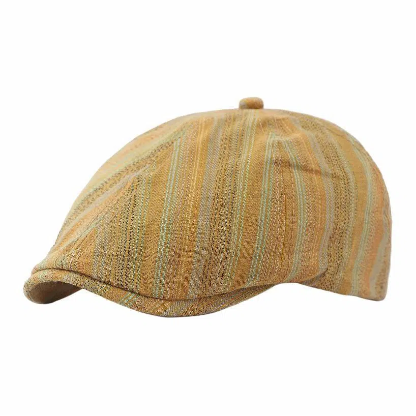 优莲茵 日系古着彩色条纹前进 复古百搭显脸小反戴 棉 贝雷帽 女款