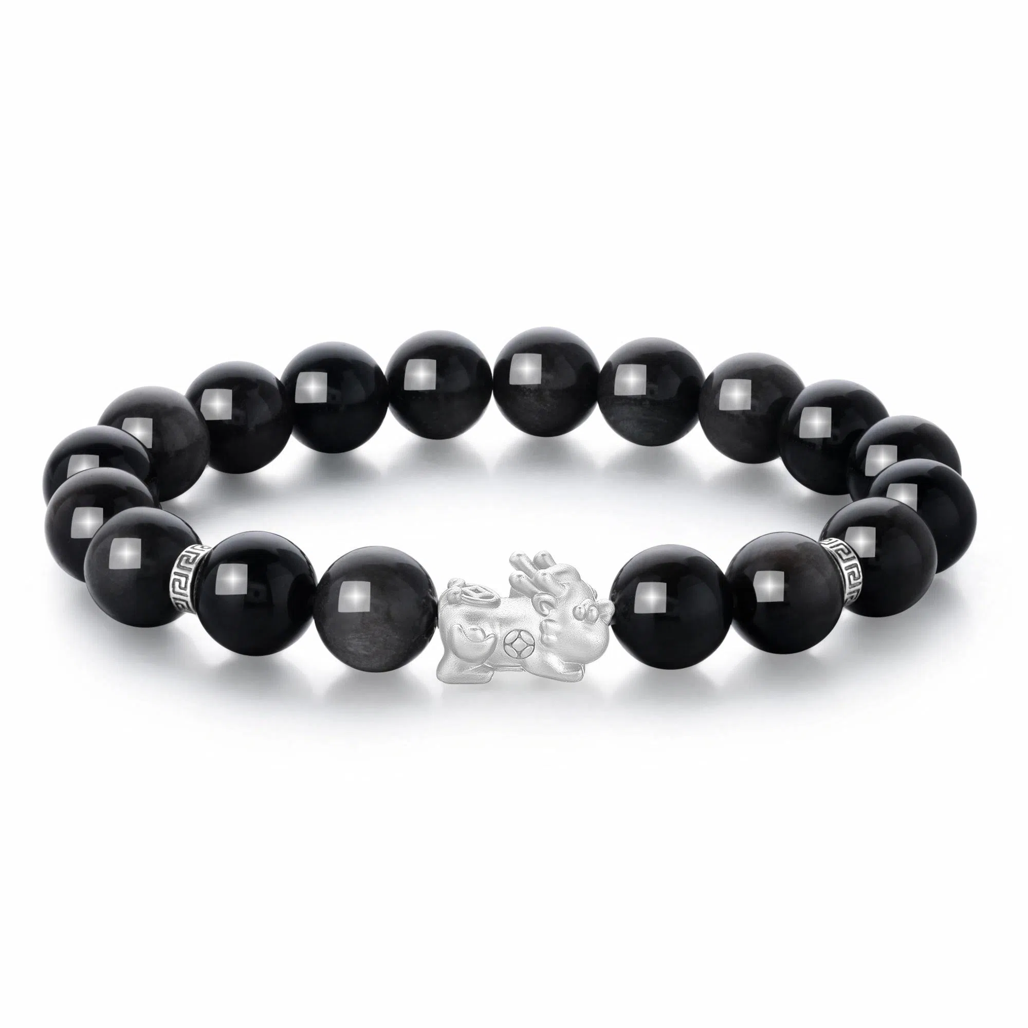 老凤祥 百福貔貅 国潮新中式复古高级感轻奢大牌小众简约 礼盒 玻璃猫眼 手链 男女同款情侣款