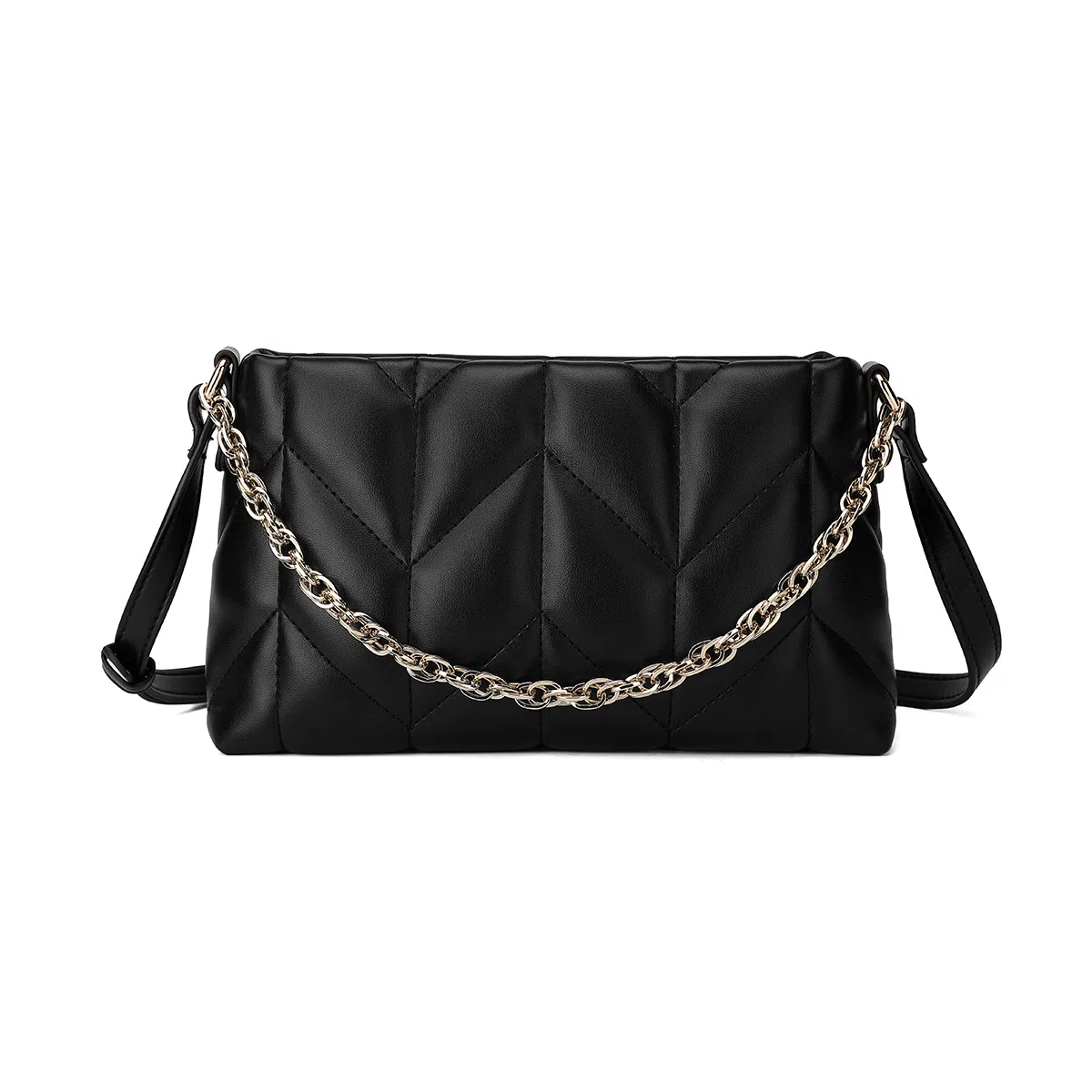 稻草人 高级感链条小众菱格设计 聚氨酯革 斜挎包 女款 黑色