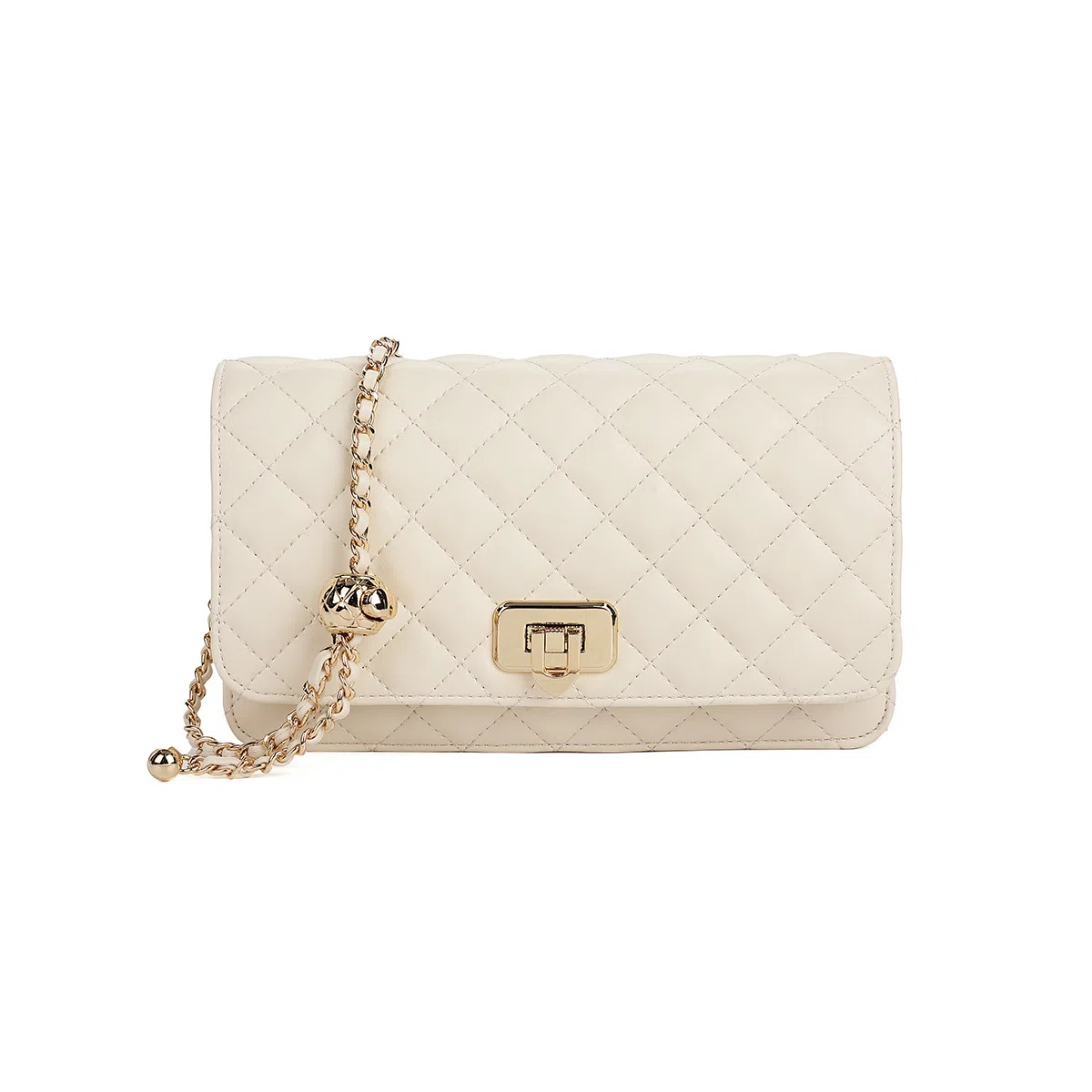 稻草人 优雅小香风菱格 牛皮 小金球链条包 斜挎包 常规 女款 酒红/黑色/米白