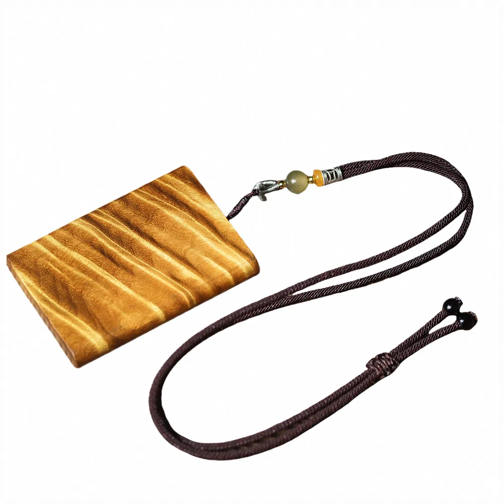 仙作美 满水波纹 小叶桢楠枯木老料高端平安无事牌挂件 楠木 木作吊坠 男女同款情侣款