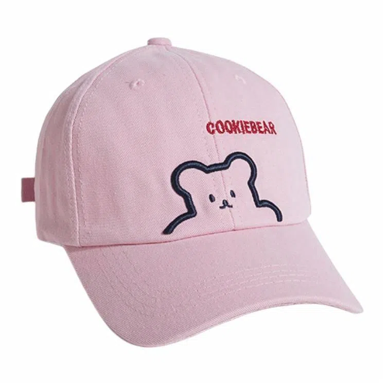 优莲茵 简约创意小熊刺绣字母米色 休闲遮阳 棉 鸭舌帽 男女同款情侣款