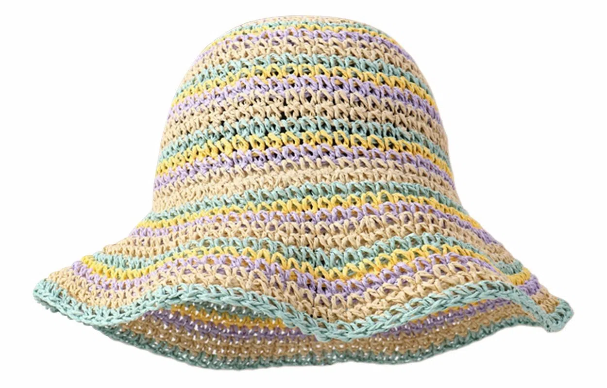 优幽兰 小众设计感田园风撞色草帽韩版百搭夏季海边拍照沙滩度假可折叠防紫外线编织太阳帽甜美 纤维素材料 渔夫帽 女款