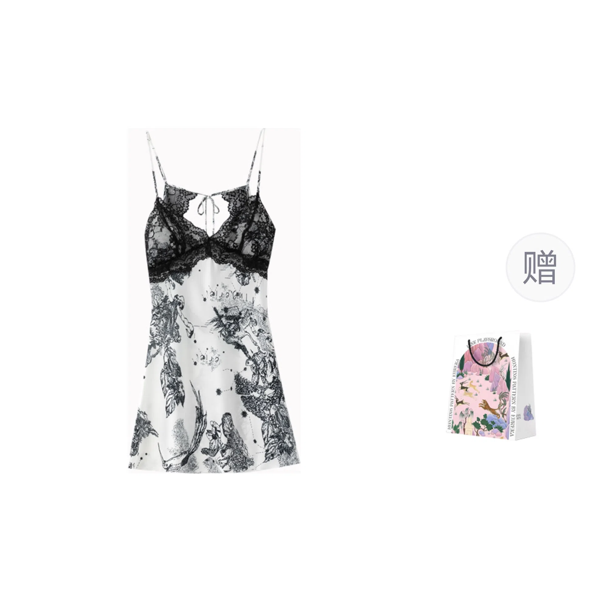 桔内 性感纯欲国风露背无袖吊带带胸垫防凸点睡裙 女款 礼袋装