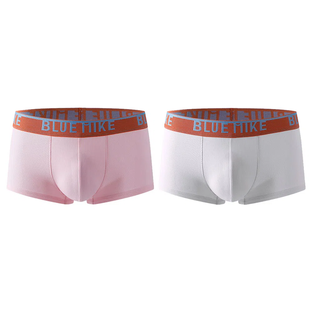 蓝内 抗菌透气舒适弹力螺纹腰带平角裤内裤 男款 组合装