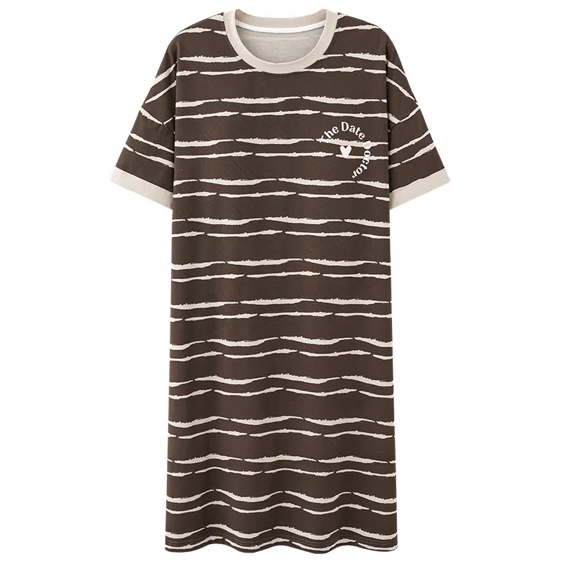 欧诗帛 可爱过膝甜美短袖睡裙 女款 图片色