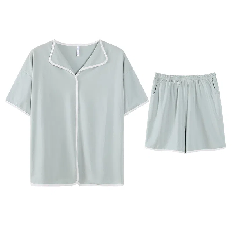 莫代尔 舒适简约休闲翻领时尚轻盈柔软亲肤慵懒家居服可外穿睡衣套装 女款 浅绿色