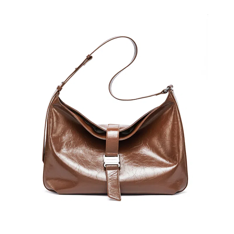 红蜻蜓 时尚通勤百搭休闲复古轻便 牛皮 单肩包 女款 焦糖色/经典黑色