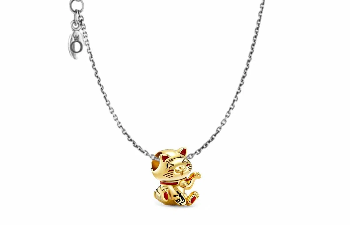 Pandora Shine Lucky Cat Charm Gold