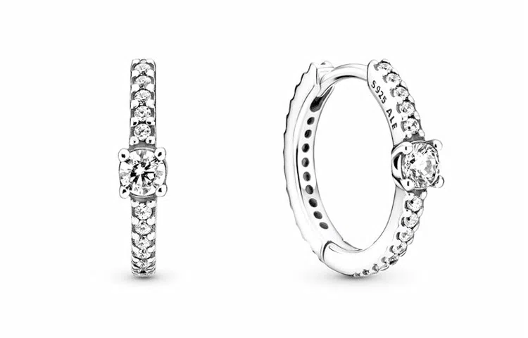 Pandora Sparkling Hoop Earrings Silver