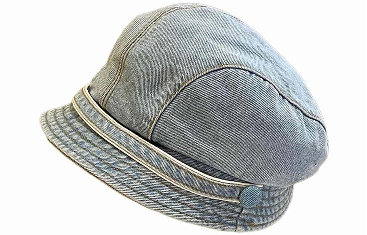 优幽兰 韩版百搭大头围显脸小水洗牛仔帽文艺复古简约画家帽时尚高级感 棉 贝雷帽 女款