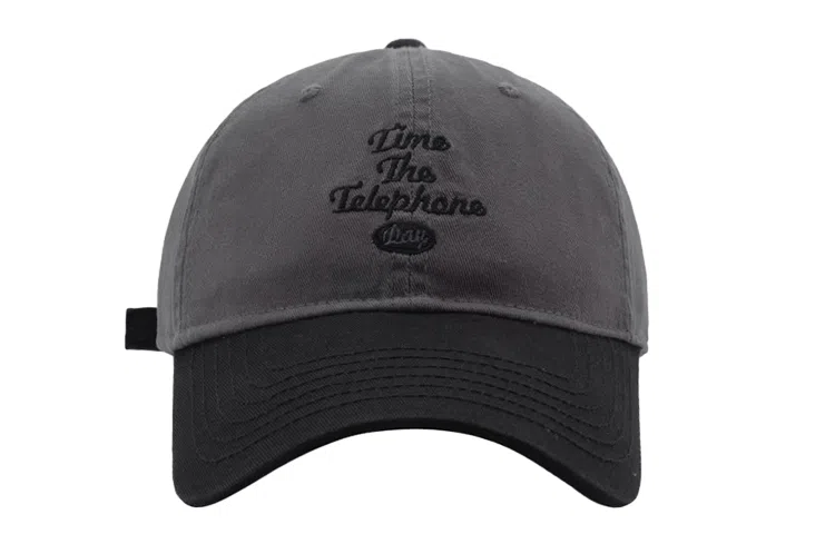 日系复古潮牌字母刺绣棒球帽四季百搭大帽檐遮阳户外运动帽 韩版棉质街头时尚撞色显脸小帽 时尚鸭舌帽 男女同款情侣款