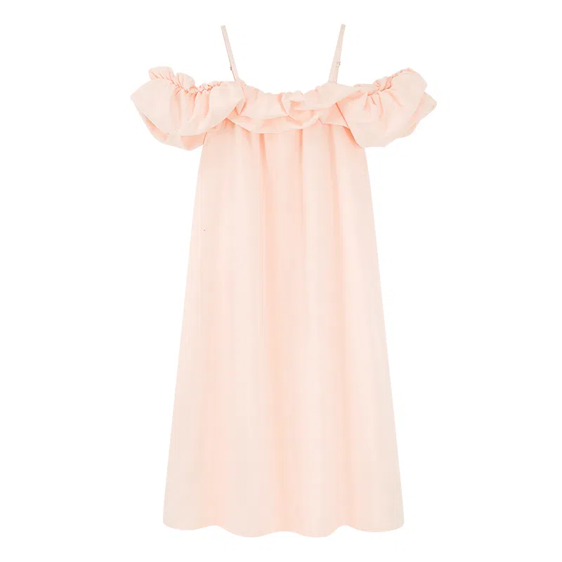 莫代尔 舒适百搭吊带时尚柔软亲肤带胸垫宽松可外穿夏季睡裙 女款 浅粉色