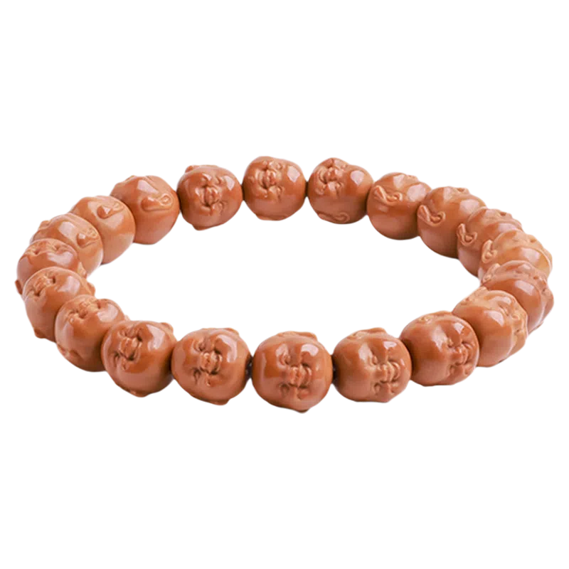 木盛缘 手工精雕弥勒佛财神佛珠 猴头核桃 手串 男女同款情侣款