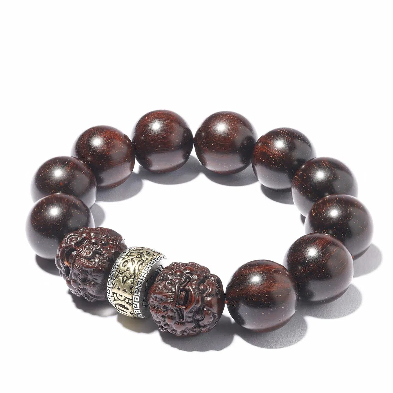 三檀小舍 财源滚滚诸事顺利 六字箴言转运珠十二生肖本命年蛇小叶佛珠文玩盘玩小众百搭礼盒 紫檀属 木作手串 男女同款情侣款