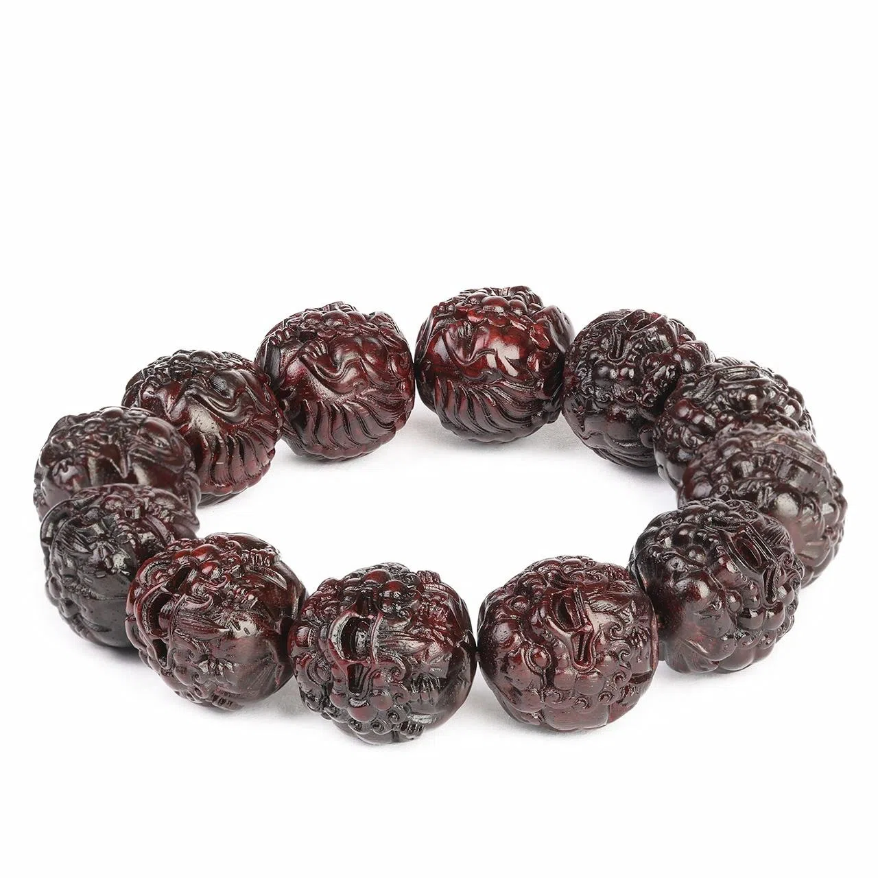 三檀小舍 财源滚滚诸事顺利 六字箴言转运珠十二生肖本命年蛇小叶佛珠文玩盘玩小众百搭礼盒 紫檀属 木作手串 男女同款情侣款