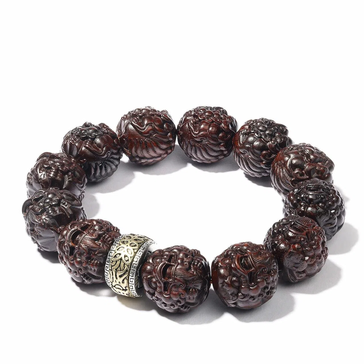 三檀小舍 财源滚滚诸事顺利 六字箴言转运珠十二生肖本命年蛇小叶佛珠文玩盘玩小众百搭礼盒 紫檀属 木作手串 男女同款情侣款