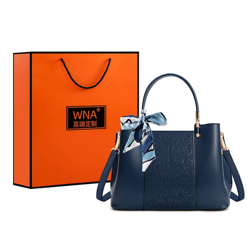 维尼奥 新中式刺绣高级感百搭大容量气质妈妈包通勤 合成革 手提包单肩斜挎 中号 女款 黑色/杏色/红色/蓝色