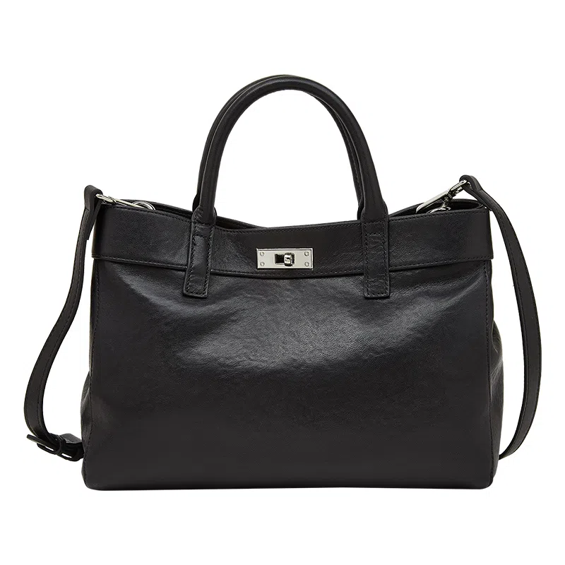 老人头 精致百搭时尚日常通勤单肩 头层牛皮 手提包 女款 黑色/咖色/棕色