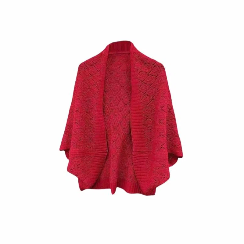 北极绒 复古中式外搭春秋季镂空时尚简约文艺优雅气质针织开衫外搭 披肩 女款