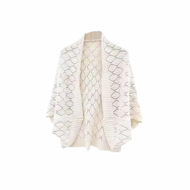 北极绒 复古中式外搭春秋季镂空时尚简约文艺优雅气质针织开衫外搭 披肩 女款
