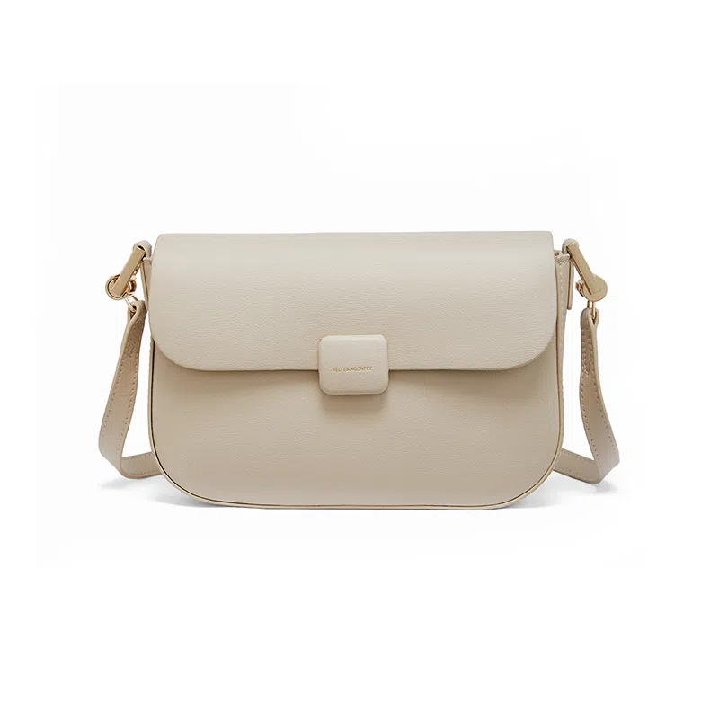 红蜻蜓 时尚百搭通勤腋下包小方包高级感精致质感 牛皮 单肩斜挎包 常规 女款 气质白