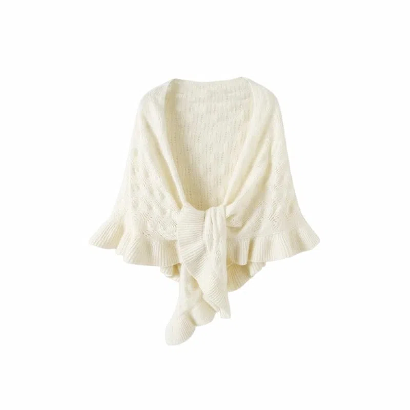 北极绒 高级感复古时尚三角开衫纯色温柔文艺甜美针织洋气春秋季森系 披肩 女款