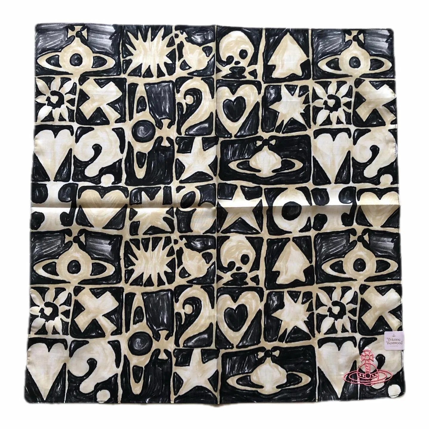 Vivienne Westwood Logo Cotton Silk Scarf Black