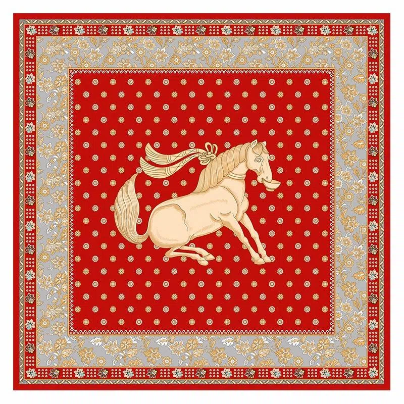 上海故事 故宫联名 风驰万疆轻奢复古风格精致设计真丝中方巾 桑蚕丝 丝巾 女款