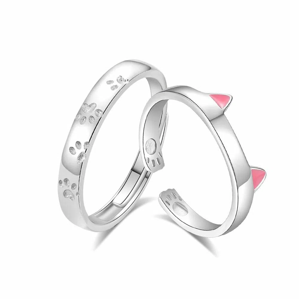 【高品质】 金师傅 猫咪日记对戒 萌趣猫爪创意个性可爱时尚精致气质 小众浪漫设计高级告白 开口可调节戒指 男女同款情侣款