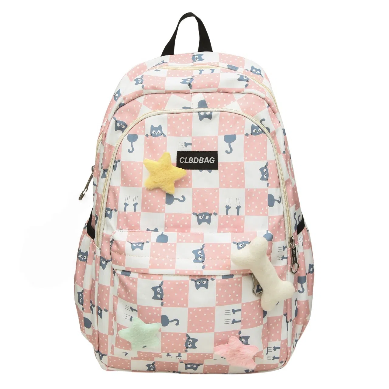 泰克森 时尚大容量休闲 尼龙 双肩包 男女同款情侣款 黑色/粉红色/卡其色/绿色