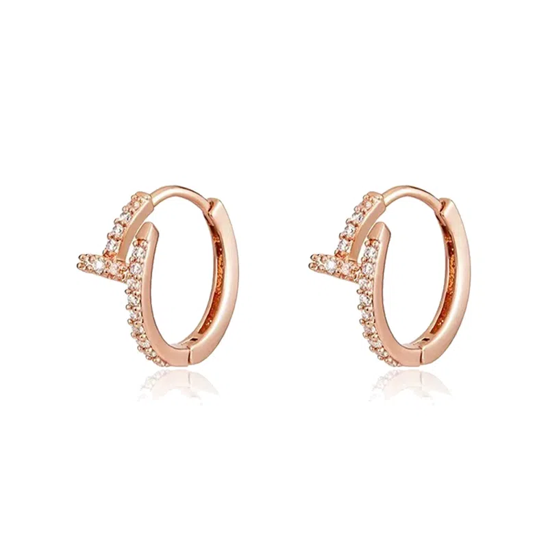 韵系 法式精致玫瑰金 铜镀金 耳环 女款