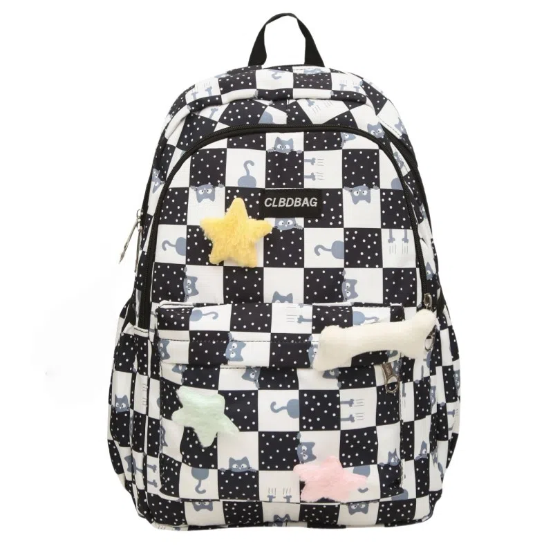 泰克森 时尚大容量休闲 尼龙 双肩包 男女同款情侣款 黑色/粉红色/卡其色/绿色