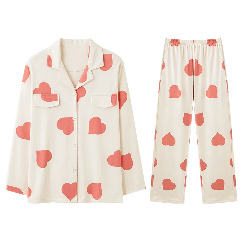 兰缪 甜美休闲开衫长袖长裤睡衣套装 女款 图片色