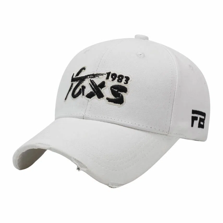 优莲茵 大帽檐显脸小 带刺绣字母 户外休闲防晒遮阳帽 时尚欧美破洞帽檐帽 棉 鸭舌帽 男女同款情侣款