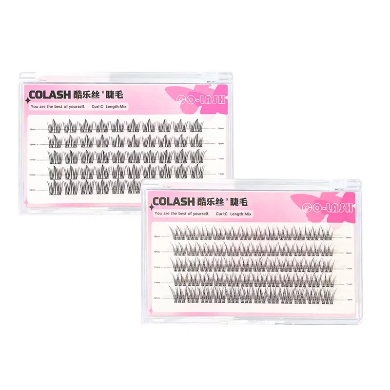 酷乐丝 透明分段鱼尾+美人鱼假睫毛 自然纤长款 仿真卷翘懒人嫁接 两款组合套装