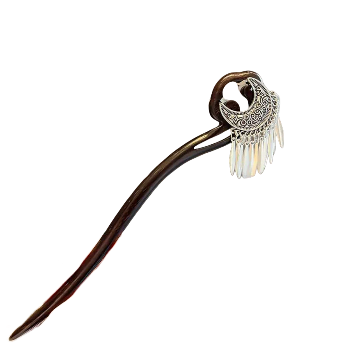 贯古今 古风月牙流苏盘发 木制 发簪 女款