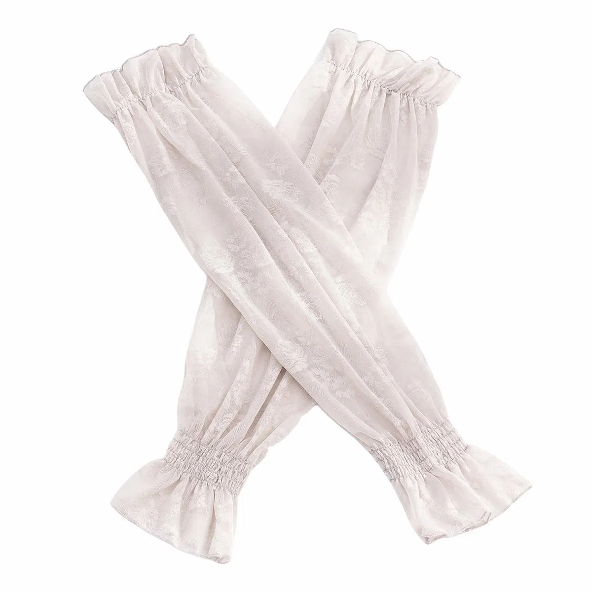 上海故事 冰丝袖套 春秋蕾丝宽松透气泡泡袖灯笼冰袖开车骑行遮阳护臂手套 锦纶 氨纶 防晒袖 女款