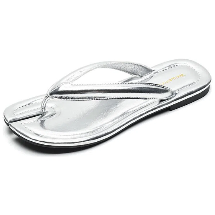 比比我 外穿小众夹脚分趾 橡胶底 防滑人字拖鞋 女