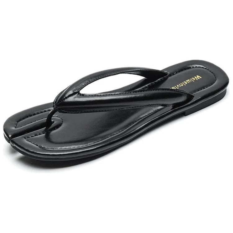 比比我 外穿小众夹脚分趾 橡胶底 防滑人字拖鞋 女