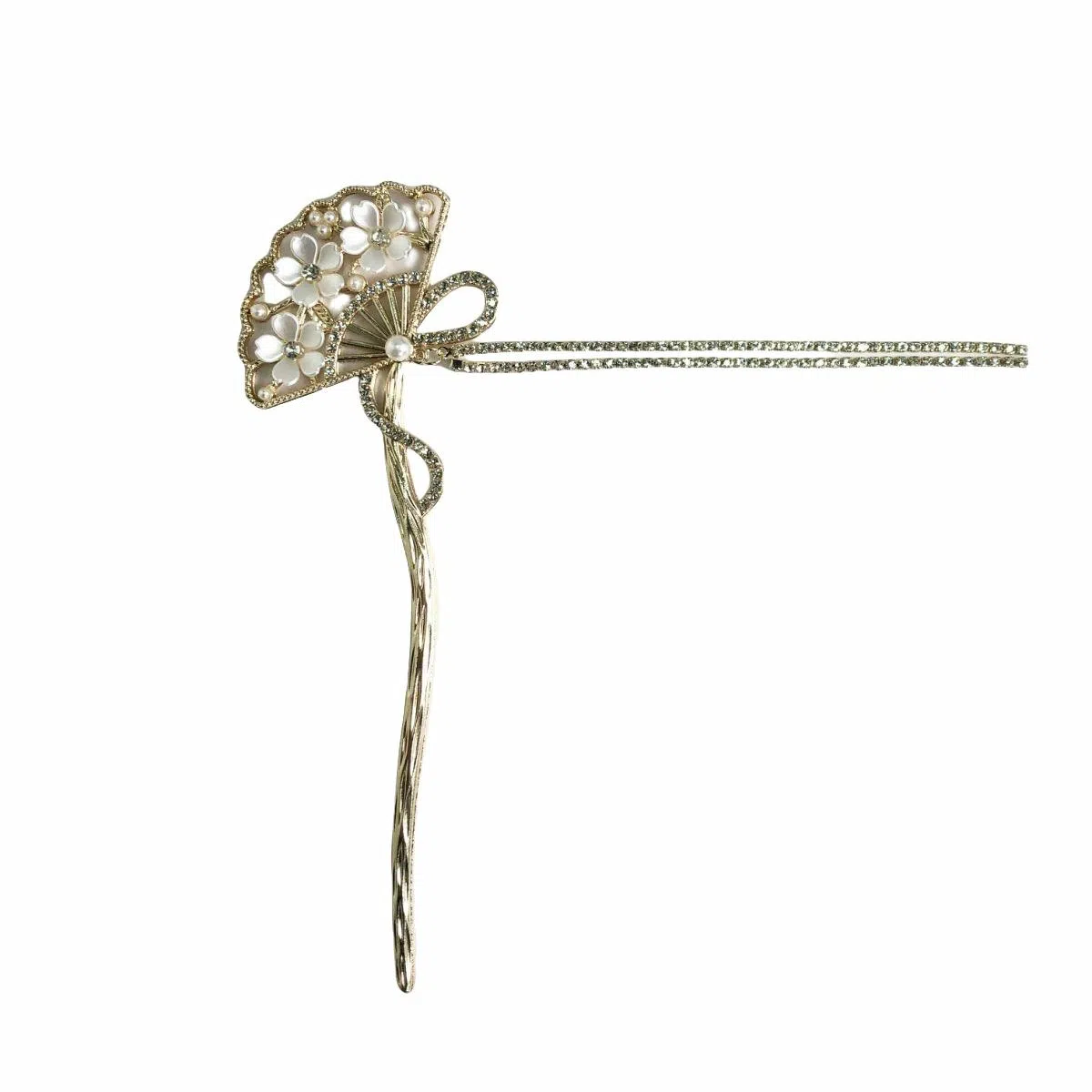 贯古今 新中式复古气质古风扇子流苏盘发 合金 发簪 女款