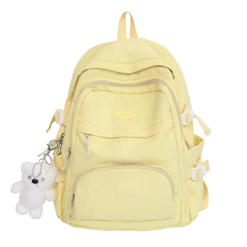 行途 小清新大容量百搭休闲 尼龙 双肩包 男女同款情侣款 黑色/白色/黄色/紫色/蓝色