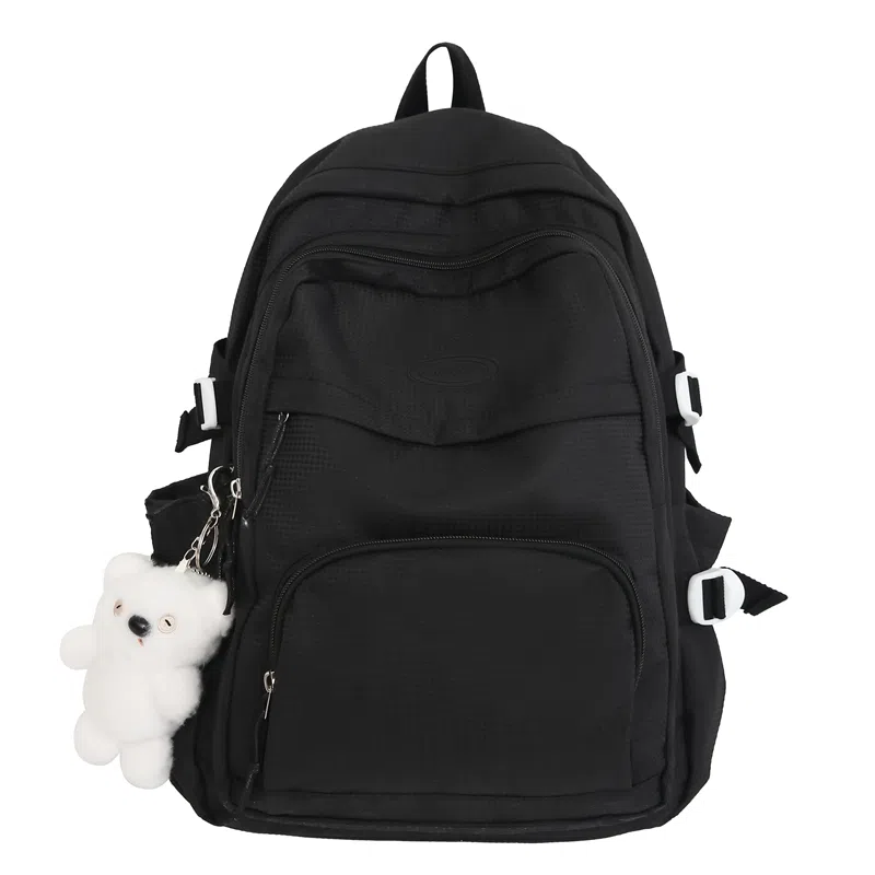 行途 小清新大容量百搭休闲 尼龙 双肩包 男女同款情侣款 黑色/白色/黄色/紫色/蓝色