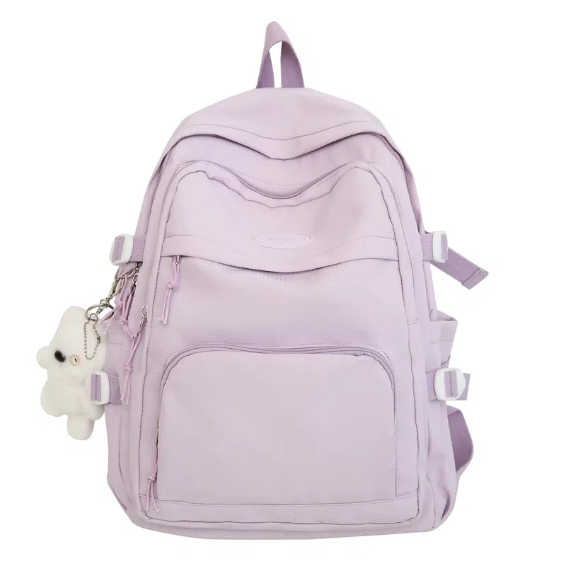 行途 小清新大容量百搭休闲 尼龙 双肩包 男女同款情侣款 黑色/白色/黄色/紫色/蓝色