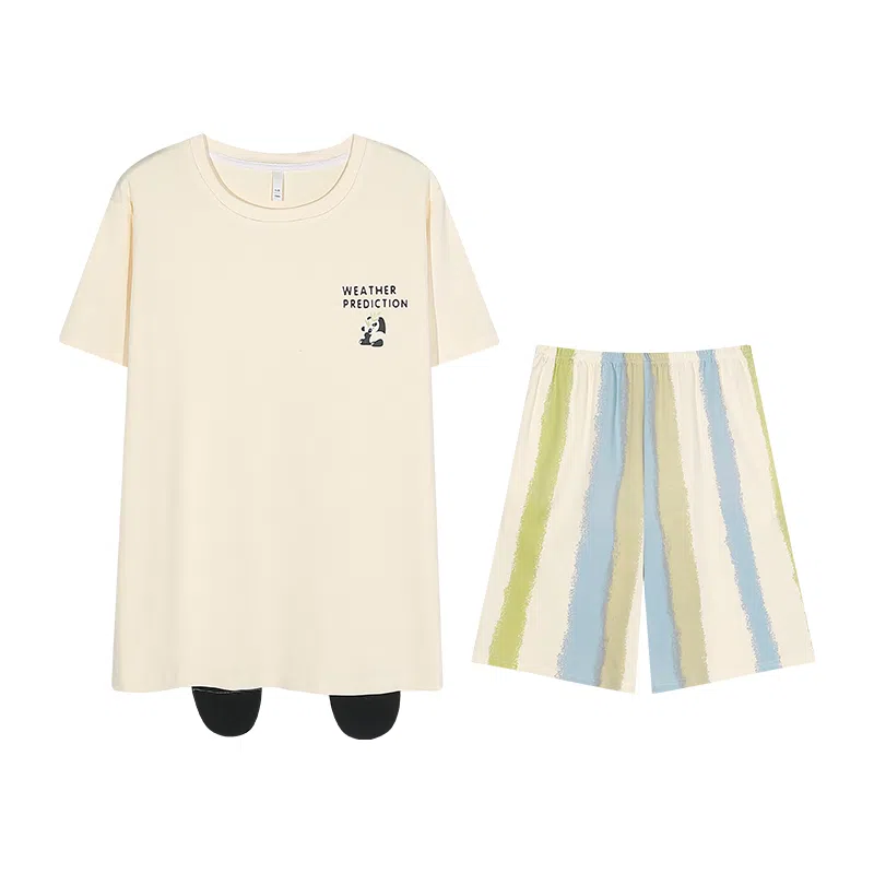 兰缪 卡通舒适休闲短袖五分裤夏季睡衣套装 男款 图片色