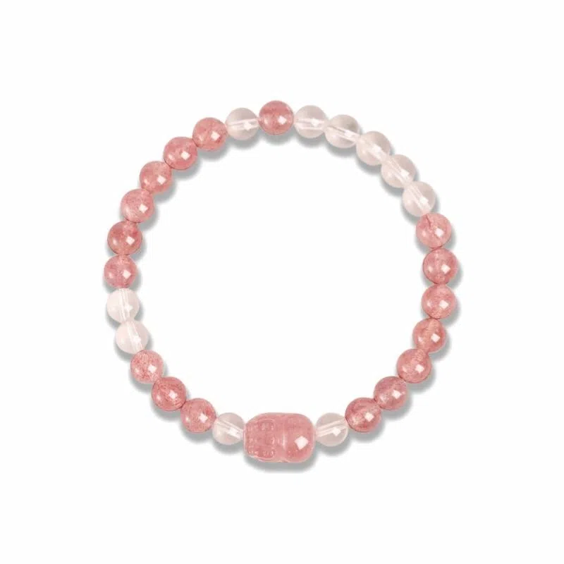 琅风 气质潮流时尚新中式桃花貔貅串珠转运纳财 草莓晶 手串 女款