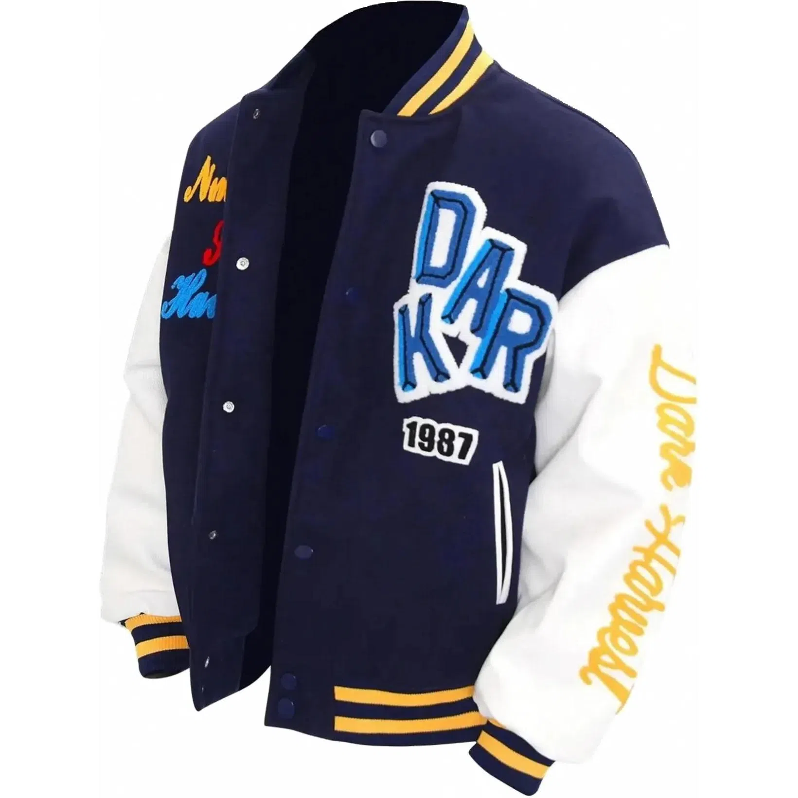 美式复古高街植绒刺绣字母撞色拼接外套 嘻哈街头痞帅 宽松落肩垂感 休闲舒适百搭棒球服 男女同款