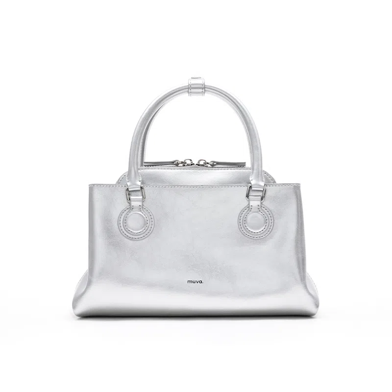 MUVA Handbag Moon Rock Silver/Party Red