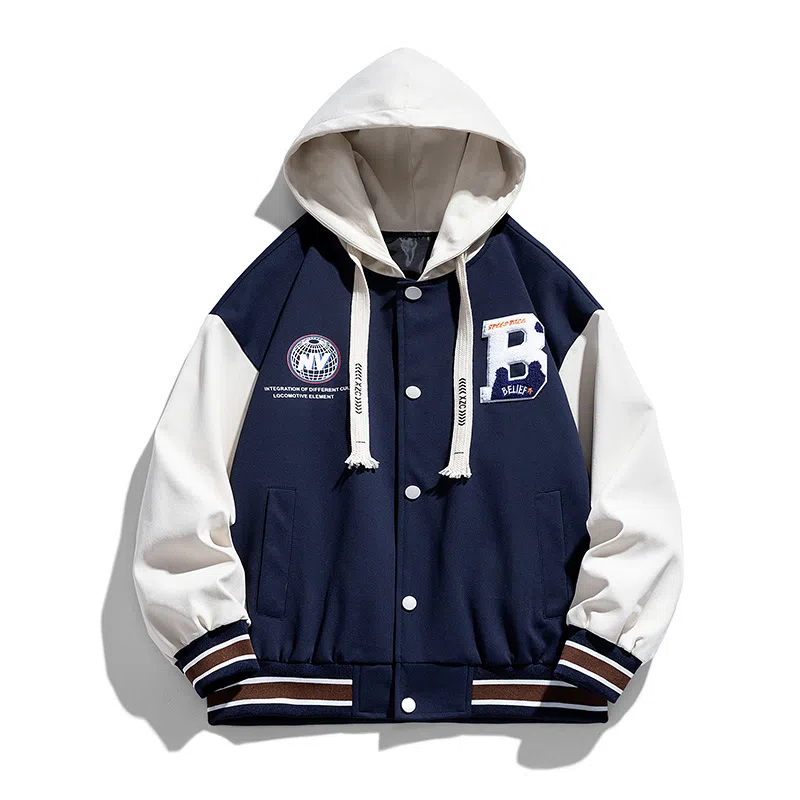 国际米兰足球俱乐部  撞色拼接假两件连帽单排扣棒球服 男女同款